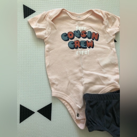 Carter’s|Baby girl set,light pink bodysuit onesie COUSIN CREW & diaper cover••• - Picture 4 of 6
